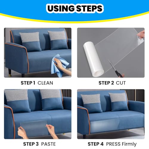 Cat Scratch Furniture Protector: Cat Anti Scratch Tape - Door Protector from Dog Scratching - Clear Training Self Adhesive Tape for Carpet, Sofa, Couch, Door (118in x 7.9in) - size: 118in x 7.9in