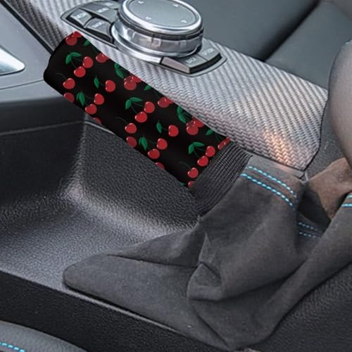 Horeset Cherry Car Handbrake and Gear Shift Cover Automotive Anti-Slip Breathable Comfortable Handbrake Gear Shift Protector Easy to Install - color: Cherry