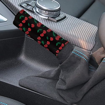 Horeset Cherry Car Handbrake and Gear Shift Cover Automotive Anti-Slip Breathable Comfortable Handbrake Gear Shift Protector Easy to Install - color: Cherry