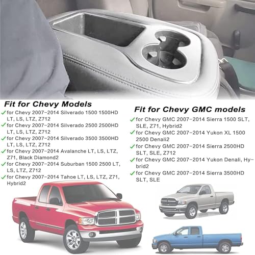 GXARTS Jump Seat Armrest Cover Black Compatible with Chevy Silverado Tahoe Avalanche Suburban GMC Sierra Yukon Yukon XL 2007 2008 2009 2010 2011 2012 2013 2014 Center Console Cover with Zipper Design - color: Black