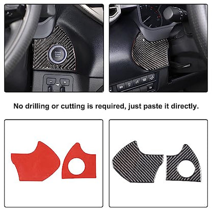 Car Engine Start Stop Decoration Frame Stickers Fit for Toyot@a Tundra/Sequoia 2022-2024 Real Carbon Fiber Center Console Key Ignition Starter Button Knob Panel Protect Cover Trim Sticker Accessories - size: Engine Start Stop Trim Frame Sticker
