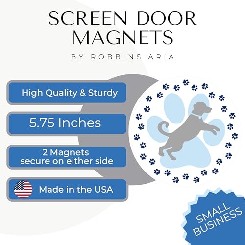 Screen Door Magnets Double Sided – Keep People, Kids, and Dogs from Running into The Screen Door - Robbins Aria Dog Paw - color: Dog Paw