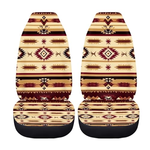 Dreaweet Aztec Seat Covers for Cars Brown Southwest Geometric Front Seat Cover Soft Comfort High Back Bucket Seat Covers Set of 2 Universal Fit for Most Cars SUV Trucks Sedan Easy to Install - color: Aztec Geometric