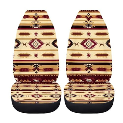 Dreaweet Aztec Seat Covers for Cars Brown Southwest Geometric Front Seat Cover Soft Comfort High Back Bucket Seat Covers Set of 2 Universal Fit for Most Cars SUV Trucks Sedan Easy to Install - color: Aztec Geometric