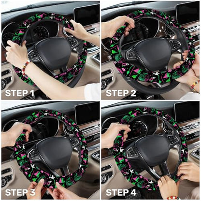 GENANY Good Witch Steering Wheel Cover, Non Slip Polyester Car Wheel Protector for Car SUV Truck, Universal 15 Inch - color: Good Witch