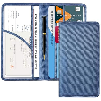 CoBak Car Registration and Insurance Holder - Vehicle Glove Box Car Organizer,Auto Truck Comparment Accessories Case with Magnetic Closure for Driver License,Cards, Carbon Blue - color: L-Carbon Blue