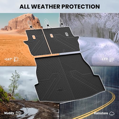 LASFIT Cargo Trunk Mat with Backrest Mats for Toyota RAV4 2025 2024 2023 2022 2021 2020 2019 (Include Hybrid) All Weather TPE Rear Cargo Liner Custom Fit Waterproof RAV 4 Accessories, Black