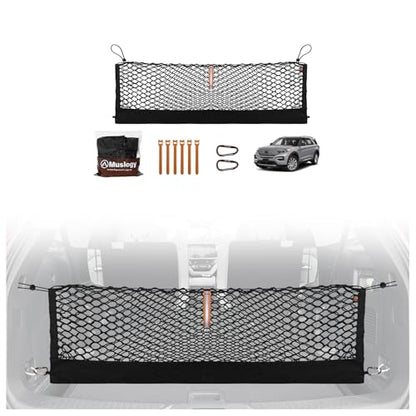 Truck Bed Cargo Net Trunk Netting Compatible with 2020-2024 2025 2026 Ford Explorer Accessories, Pickup Cargo Organizer SUV Sedan Storage Net w/Heavy Duty Carabiners - style: 2020+ Explorer