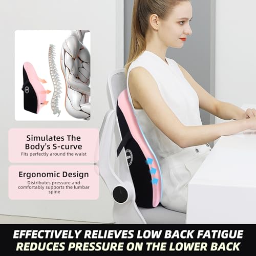 LIQUN Memory Foam Seat Waist Pillow, for Office Chair, Car, Game Chair Lower Back Pain Relief and Improve Posture Lumbar Support Pillow, (Pink) - color: Pink