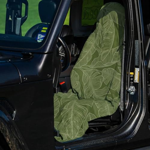 2 Pack Car Seat Towel Covers, Sweat Protector for Front Seats, Premium Thickened Microfiber with Elastic Strap, Breathable & Quick Dry, Machine Washable Cover for Gym Running Universal Fit Banana Leaf - color: Banana Leaf