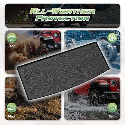 Cartist Cargo Liner for Chevy Tahoe/GMC Yukon 2021-2025 2026 (Not for Yukon XL), All Weather Cargo Mats for Tahoe Accessories, Heavy Duty TPE Behind The 3rd Row Trunk Mat, Car Accessories