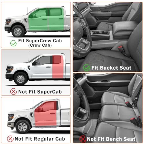 KUST Floor Mats Set for 2017-2026 Ford F250/F350/F450 Super Duty Crew Cab (Only for Rear Seat with Under-Seat Storage), 6.8FT Truck Bed Mat All Weather F250 Accessories TPE Rubber Raised Edge - style: For │ F-250 2017-2026 │ Full Set