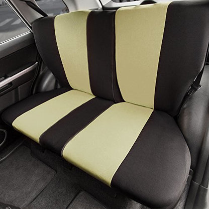 FH Group Full Cover Rear Bench Car Seat Cover – Universal Fit, Split Bench Design with Zipper, Compatible with 60/40 & 40/60 Split Seats, SUV & Van – Beige - color: Beige, style: Rear Set
