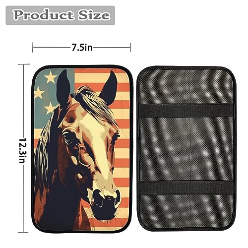 Car Center Console Pad, Universal Waterproof Car Armrest Seat Box Cover, Car Interior Accessories for Most Vehicle SUV Truck Vintage American Flag Horse Car Armrest Pad - color: vintage american flag horse