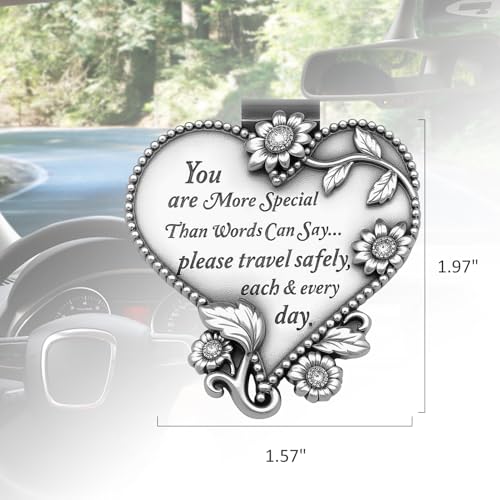 Heart-Shaped Car Visor Clip, Driving Safety Prayer Religious Car Gifts for New Driver Teen Boys Girls Parent Family Friends, New Car Gifts