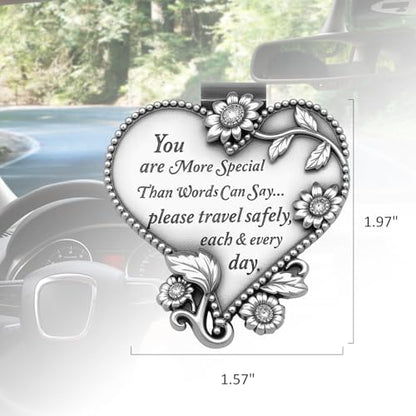 Heart-Shaped Car Visor Clip, Driving Safety Prayer Religious Car Gifts for New Driver Teen Boys Girls Parent Family Friends, New Car Gifts