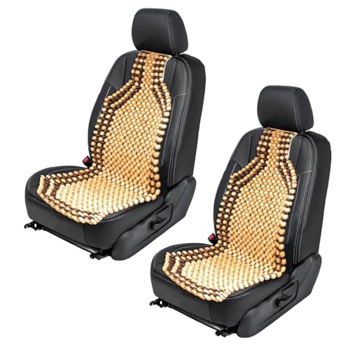 ZONETECH Wood Beaded Seat Cushion 2-Pack Premium Quality Car Massaging Double Strung Wood Beaded Seat Cushion for Stress Free All Day - size: 2-pk