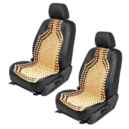 ZONETECH Wood Beaded Seat Cushion 2-Pack Premium Quality Car Massaging Double Strung Wood Beaded Seat Cushion for Stress Free All Day - size: 2-pk