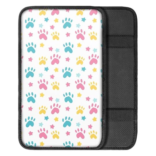 UNICEU Dog Paw Star Print Auto Center Console Armrest Pad Universal Fit Armrest Seat Box Cover Protector Car Armrest Cover for SUV Truck Vehicle - color: Dog Paw Star