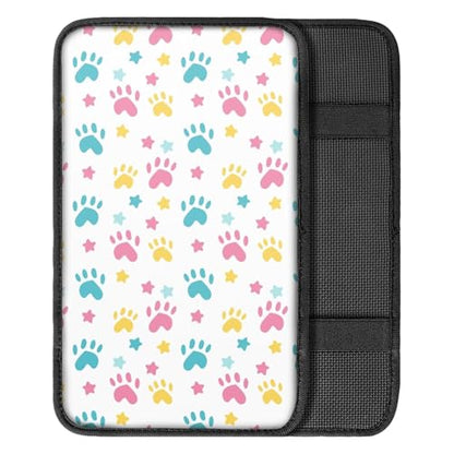 UNICEU Dog Paw Star Print Auto Center Console Armrest Pad Universal Fit Armrest Seat Box Cover Protector Car Armrest Cover for SUV Truck Vehicle - color: Dog Paw Star