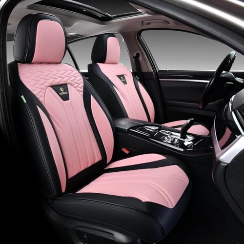 Leather Seat Covers Pink Car Seat Covers Full Set Car Seat Protectors 5 Seats Driver Seat Covers Fit for Most Cars Trucks SUV
