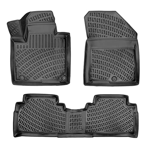 RizLiner Kia Sorento 2016-2020 Floor Mats 3D Custom Fit Compatible with Kia Sorento Rubber Car Mats Laser Measured 1st & 2nd Row Floor Liners All Weather Waterproof Odorless Non-Slip (Front & Rear) - size: Sorento 2016 - 2020