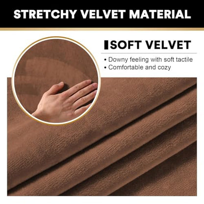 2 Pack Thick Velvet Stretch Armrest Covers for Chairs and Sofas Armchair Covers for Arms Couch Arm Covers Armrest Covers for Sofa Non Slip, Caramel - color: Caramel