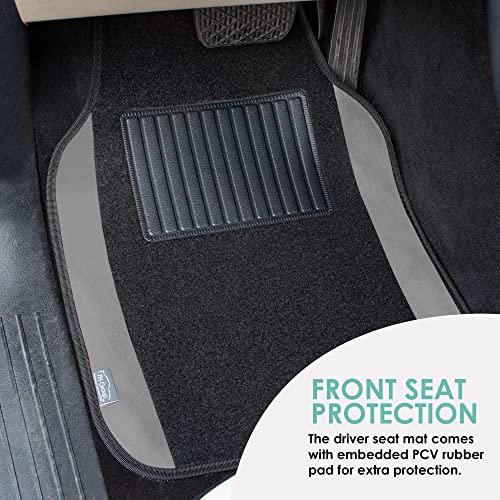 FH Group Automotive Floor Mats – Universal Fit Premium Carpet Car Mats with Driver Heel Pad, Full Set for Cars, SUVs & Trucks - Gray - color: Gray
