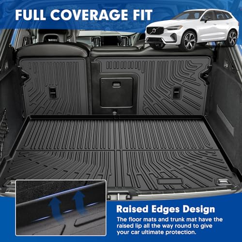 Mixsuper Cargo Liner for Volvo XC60 2018-2024 2025, All Weather Trunk Mat Backrest Mat TPE Back Seat Cover Protector for XC60 Accessories - size: 18-25 |XC60| Cargo & Backrest Mat