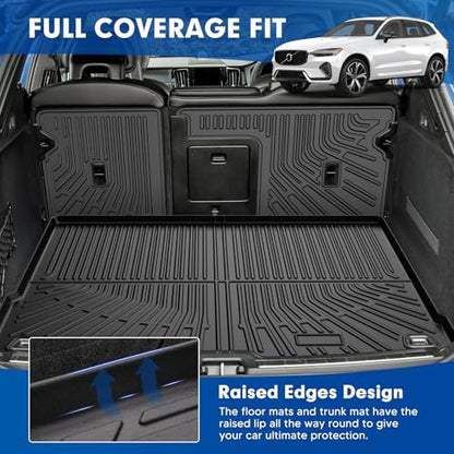 Mixsuper Cargo Liner for Volvo XC60 2018-2024 2025, All Weather Trunk Mat Backrest Mat TPE Back Seat Cover Protector for XC60 Accessories - size: 18-25 |XC60| Cargo & Backrest Mat
