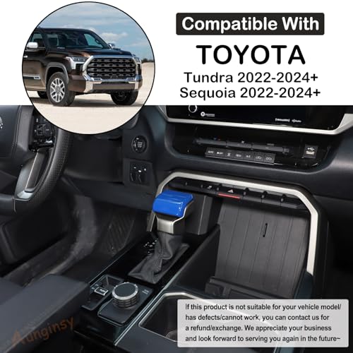 Aunginsy Car Gear Shifter Hand Brake Cover Trim Compatible with Toyota Tundra 2022+, Sequoia 2023+ & Tacoma 2024+, Automatic Center Console Gear Shift Head Knob Scratch Protector Cover ABS Accessories - color: Blue(A)
