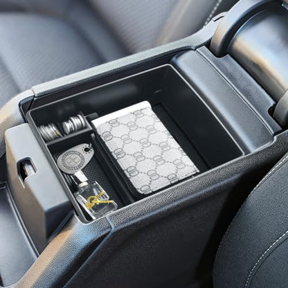 Compatible with GMC Acadia Center Console Organizer 2017-2019 2020 2021 2022 2023 Acadia SL SLE SLT Denali AT4 Interior Accessories, ABS Armrest Storage Box Insert Tray, Black