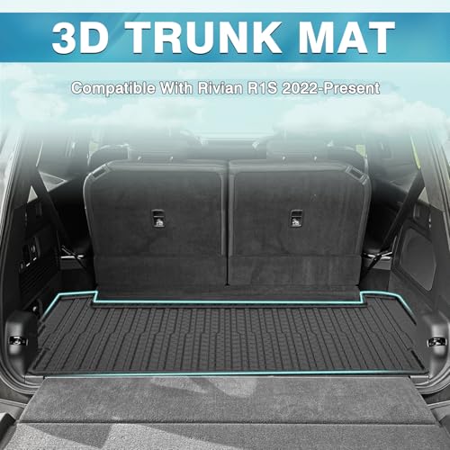 Mixsuper Cargo Liner for Rivian R1S 2022-2024 2025, All Weather Trunk Mat for R1S Accessories Anti-Slip Trunk Liner Rear Cargo Mat Black - size: Fit for Rivian R1S | 2022-2025