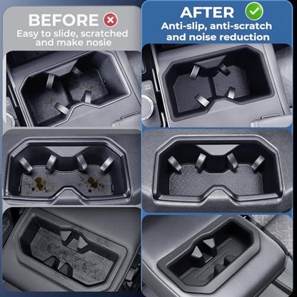 3PCS Cup Holder Inserts for Toyota Tundra 2026 2025 2024 2023 2022 (Only Fits for SR/SR5/Limited/TRD Pro), Interior Accessories Front & Rear TPE Cup Holders Covers Protector, Black - style: Fits for 2022-2026 Tundra