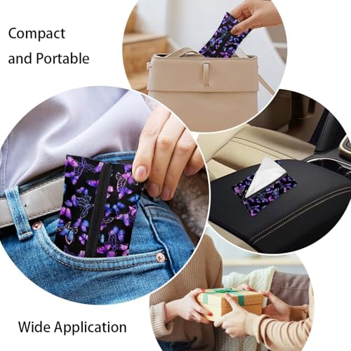 Butterfly Small Purse, Fashion Tissue Pockets for Coins Stylish Car Tissue Holder Sturdy Travel Paper Holder Easy to Carry Universal for Car - color: Butterfly1