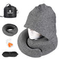 Travel Pillow - Hooded Neck Pillow Airplane Memory Foam Filling for Plane, Office, Cars Sleeping, Road Trip, Long Flights, Airplane Travel Essentials, Includes Eye Mask & Earplugs (Dark Gray) - color: Dark Gray