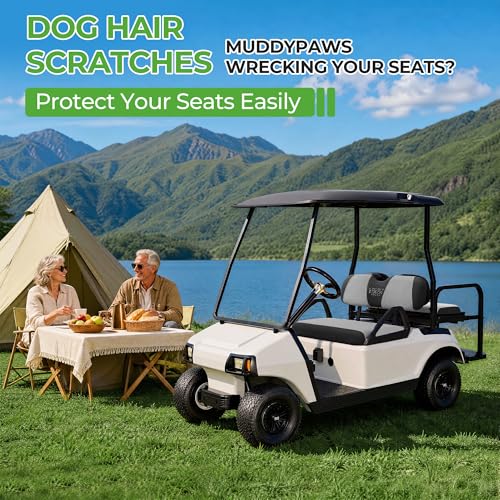 10L0L Golf Cart Seat Covers, Super Comfort Cooler Than Vinyl Seat Cover, Front and Rear Seat Cover for Yamaha EZGO Club Car, No Drilling Breathable Mesh Bench Seat Blanket, Machine Washable - color: Light Gray, style: Front Seat - For EZGO TXT & RXV & Clu