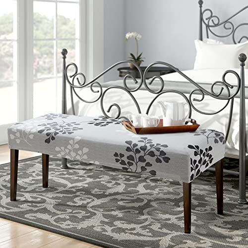 Fuloon Stretch Dining Bench Cover, Anti-Dust Removable Bench Slipcover Washable Seat Cushion Protector for Bedroom, Kitchen, Hotel, Banquet (Gray-Black) - color: Gray-black