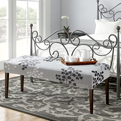 Fuloon Stretch Dining Bench Cover, Anti-Dust Removable Bench Slipcover Washable Seat Cushion Protector for Bedroom, Kitchen, Hotel, Banquet (Gray-Black) - color: Gray-black
