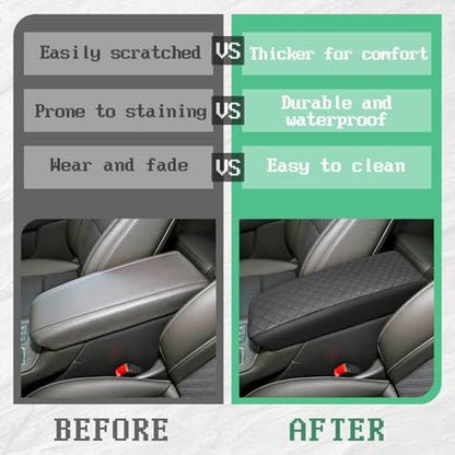 Center Console Cover Compatible with Cadillac XT4 2019-2025, Leather Middle Console Armrest Lid Cover Protector, Anti-Scratch, Black