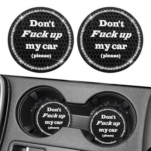 2PCS Bling Car Cup Holder Coaster, 2.75 Inch Anti-Slip Auto Insert Cup Coaster, Universal Interior Decor Accessories Crystal Car Drink Cup Mat Perfect for Women Girls (Black, 2PCS) - color: Black, size: 2PCS