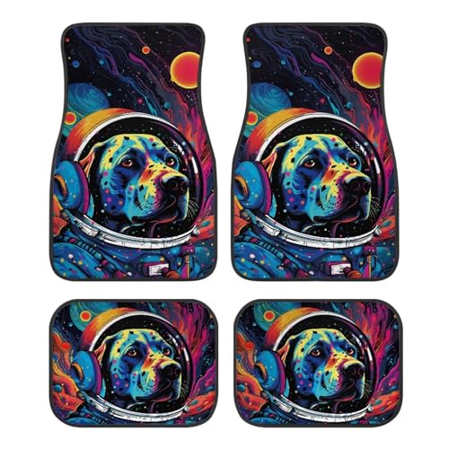Dog Astronaut Car Floor Mats 4 Pieces Set Moon Galaxy Auto Front & Rear Floor Carpets Universal Car Mats Fit for SUV,Vans,sedans, Trucks - color: Dog In Space
