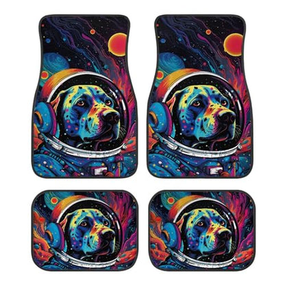 Dog Astronaut Car Floor Mats 4 Pieces Set Moon Galaxy Auto Front & Rear Floor Carpets Universal Car Mats Fit for SUV,Vans,sedans, Trucks - color: Dog In Space
