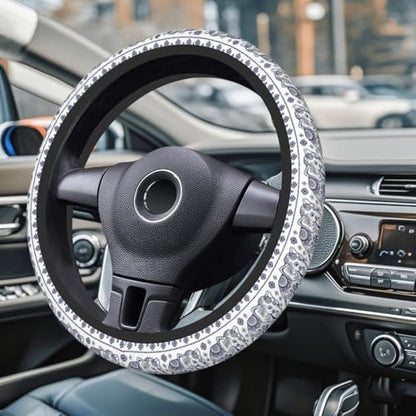 Steering Wheel Cover Accessories Neoprene Cover Non-Slip Breathable Easy to Install Suitable for Women Men Girls for Car SUV Van Truck Universal 14.5-15.5 Inch Blue Elephant - color: Blue Elephant