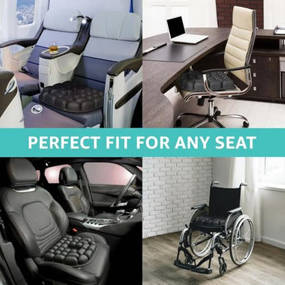 Inflatable Travel Seat Cushion for Airplane - Portable Air Pad with Built-in Pump for Long Flights & Car Rides - Ergonomic Tailbone Pain Relief for Office Chair, Wheelchair, Stadium - size: 17"x18.5"