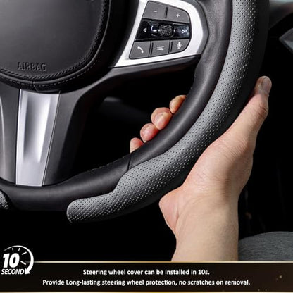 Aimato Car Steering Wheel Cover, Ultra-Thin Car Steering Wheel Cover,Comfortable & Breathable Microfiber,Universal Fit for Most Cars, Nappa Black - color: Nappa Black