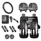 16 Piece Car Interior Cover Set, American Flag Printed Car Front Rear Seat Covers with Steering Wheel Protector Center Console Covers Seatbelt Pads Head Rest Cover Cars Coaster, Universal Fit - color: Black and White - American Flag