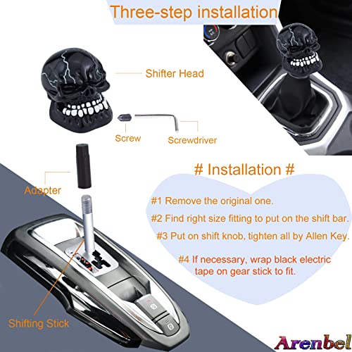 Skeleton Shifter Knobs Skull Gear Lever Handle Car Shift Head Fit Most Manual Automatic Transmission, Black - color: Black
