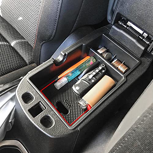 EDBETOS Center Console Organizer Tray Compatible with Jeep Renegade Accessories 2015-2019 2020 2021 2022 2023 Armrest Glove Box Secondary Storage (Red Line) - color: Red Line