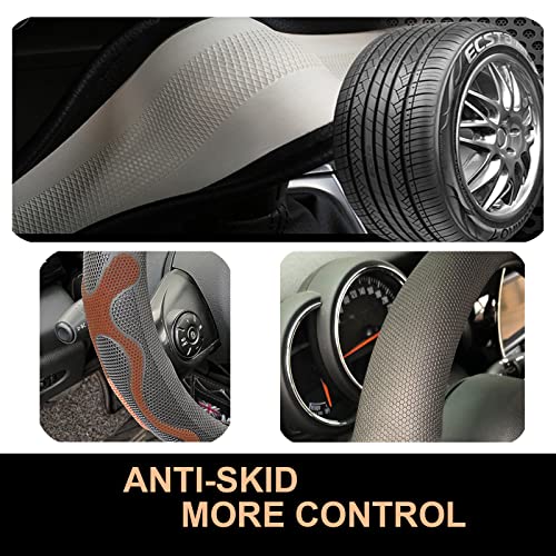 PINCTROT D Shaped Comfy Grip Steering Wheel Cover, Anti-Slip Design, Flat Bottom 14.5-15 Inch(Silicone Brown) - color: 8.Brown, size: D Shaped/Flat Bottom[14 1/2''-15'']